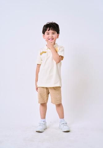 Mossimo Kids Spongebob Beige Woven Racing Unisex Polo Shirt For Boys For Girls