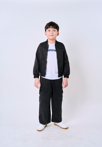 Mossimo Kids Boys Black Track Embroidered Jacket