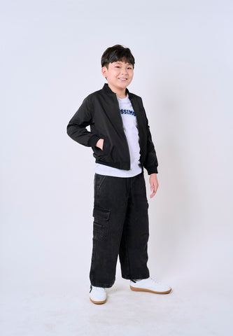 Mossimo Kids Boys Black Track Embroidered Jacket