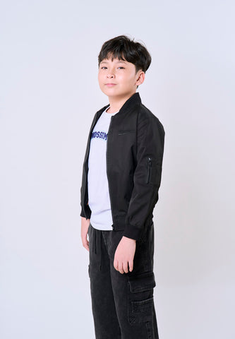 Mossimo Kids Boys Black Track Embroidered Jacket