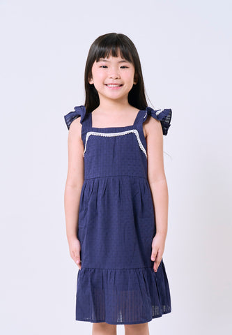 Mossimo Kids Girls Dark Blue Ruffle Trim Topstiitched Dress