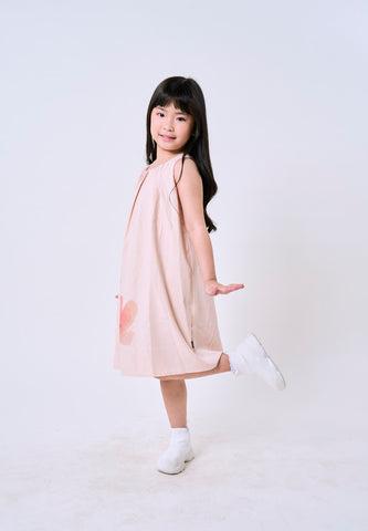 Mossimo Kids Girls Beige Pleated Watercolor Floral Sun Dress