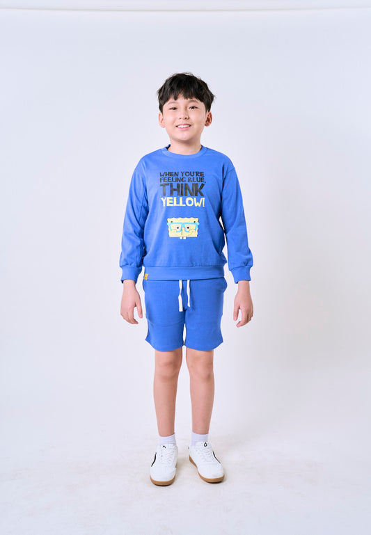 Mossimo Kids Spongebob Blue Unisex Pullover & Shorts Set For Boys For Girls