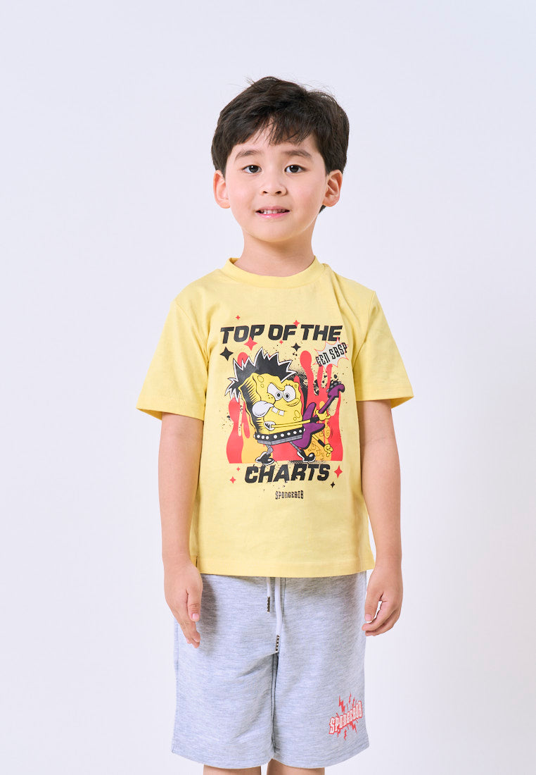Mossimo Kids Spongebob Yellow Unisex Tshirt & Shorts Set For Boys