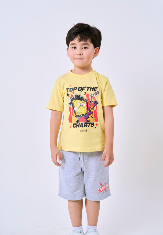 Mossimo Kids Spongebob Yellow Unisex Tshirt & Shorts Set For Boys