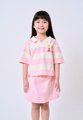 Mossimo Kids Spongebob Beige Pink Polo Shirt & Skirt Set For Girls