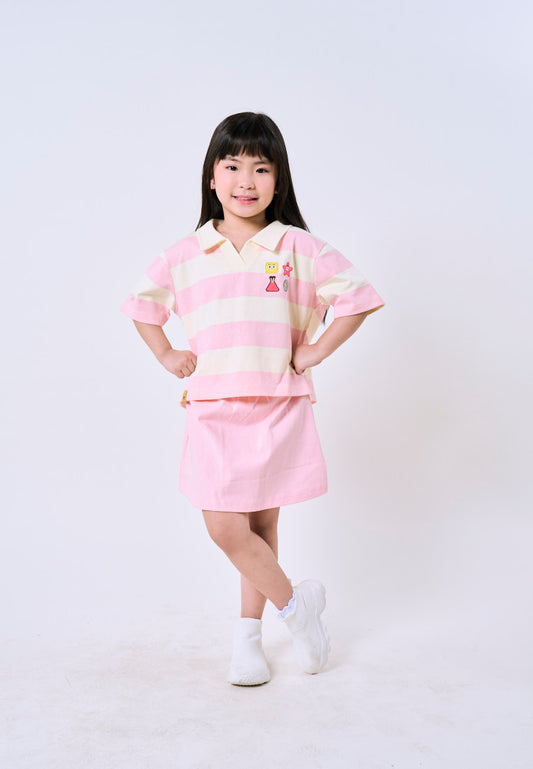 Mossimo Kids Spongebob Beige Pink Polo Shirt & Skirt Set For Girls