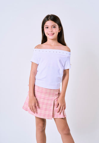 Mossimo Kids Girls Off Shoulder Ribbed Knit Top w/Studs