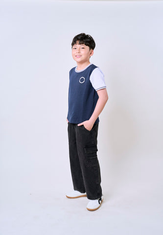 Mossimo Kids Sebastian Blue Color Blocking Sporty Top For Boys