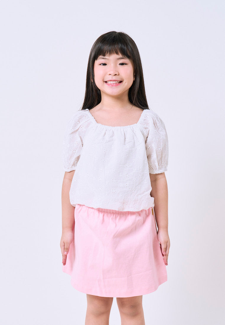 Mossimo Kids Girls White Off Shoulder Balloon Eyelet Top