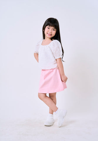 Mossimo Kids Girls White Off Shoulder Balloon Eyelet Top