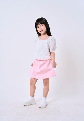 Mossimo Kids Girls White Off Shoulder Balloon Eyelet Top