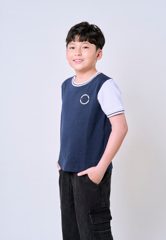Mossimo Kids Sebastian Blue Color Blocking Sporty Top For Boys