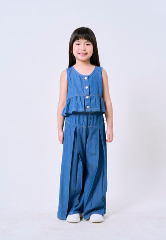 Mossimo Kids Med Blue Buttondown Denim Top & Pleated Pants Set - For Girls, For Kids