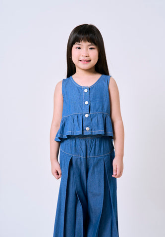 Mossimo Kids Med Blue Buttondown Denim Top & Pleated Pants Set - For Girls, For Kids