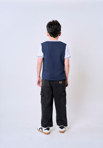 Mossimo Kids Sebastian Blue Color Blocking Sporty Top For Boys