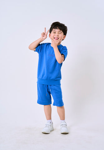 Mossimo Kids Boys' Dazz Blue Embroidery Plush Tshirt & Short Set