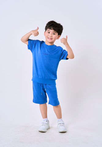 Mossimo Kids Boys' Dazz Blue Embroidery Plush Tshirt & Short Set