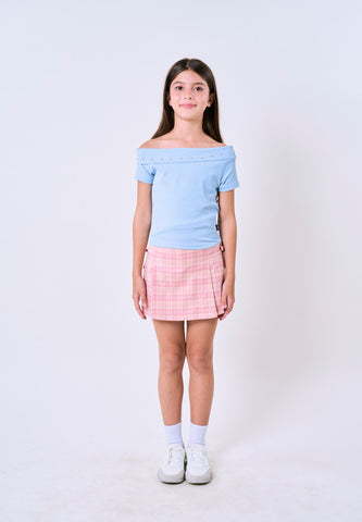 Mossimo Kids Girls Off Shoulder Ribbed Knit Top w/Studs