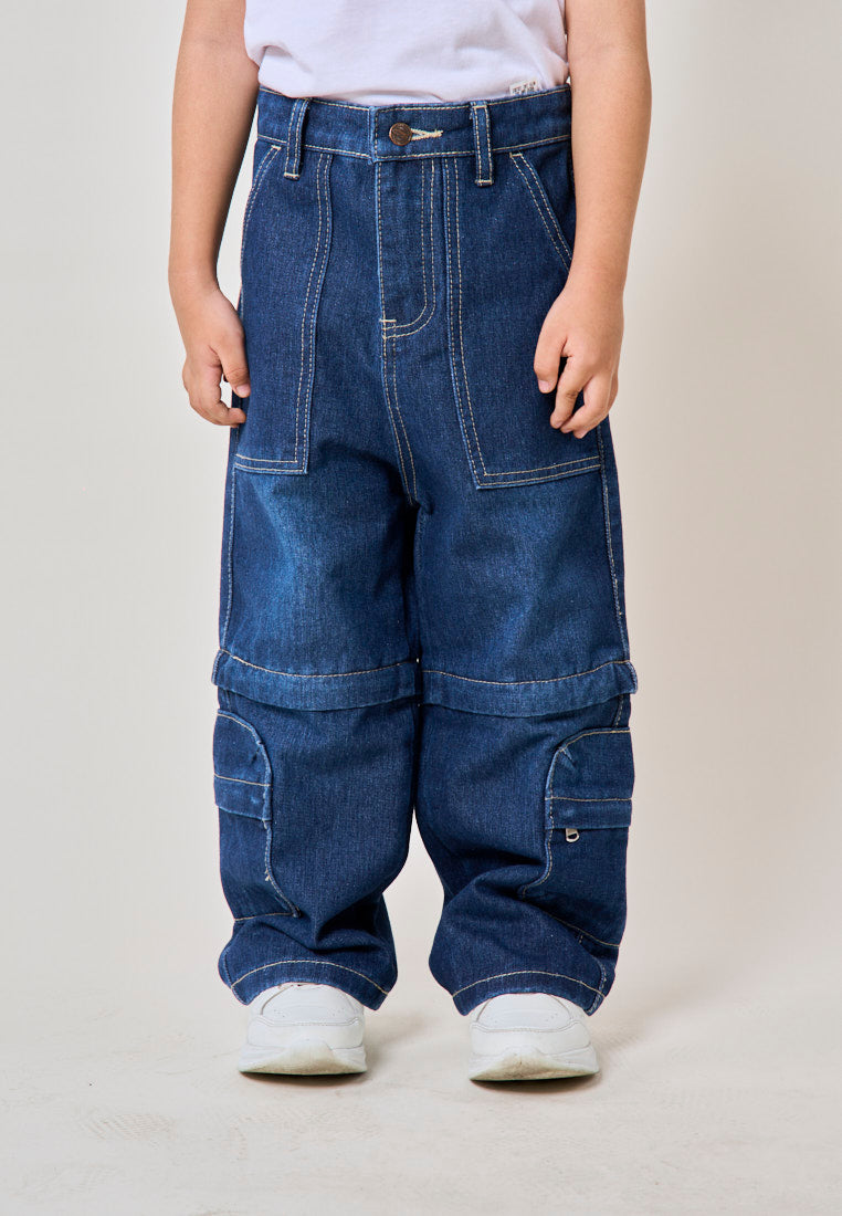 Mossimo Kids Dark Denim Multi-Cargo 6 Pockets Wide Leg Jeans For Boys