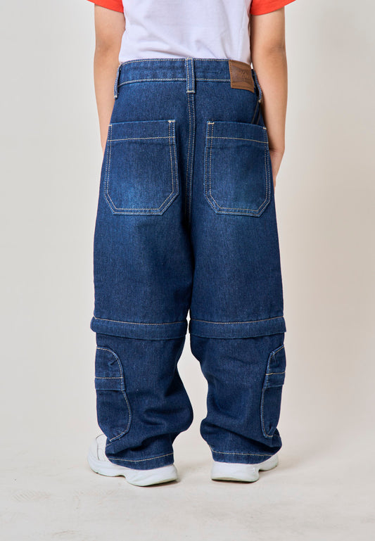 Mossimo Kids Dark Denim Multi-Cargo 6 Pockets Wide Leg Jeans For Boys