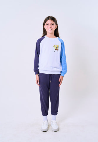 Mossimo Kids Spongebob White Blue Unisex Sweatshirt & Pants Set For Girls For Boys