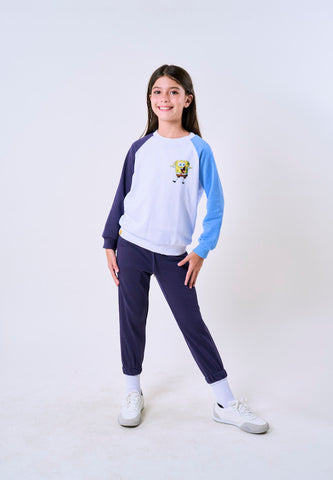 Mossimo Kids Spongebob White Blue Unisex Sweatshirt & Pants Set For Girls For Boys