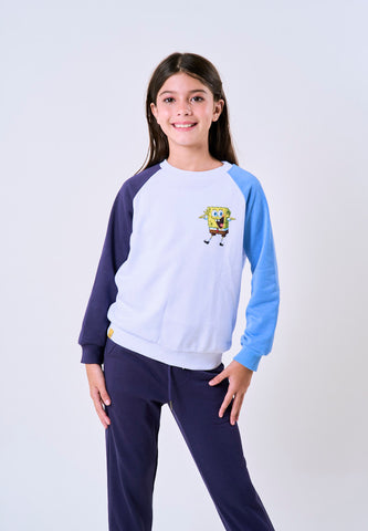Mossimo Kids Spongebob White Blue Unisex Sweatshirt & Pants Set For Girls For Boys