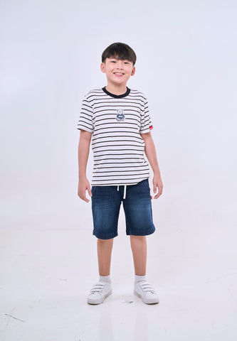 Mossimo Kids White Black Unisex Mossybear Basic Stripes Tshirt