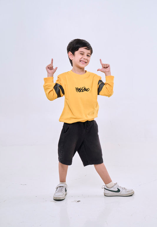 Mossimo Kids Yellow Sporty Pullover For Boys w/ Stripes Sleeves