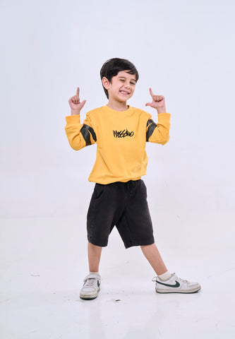 Mossimo Kids Yellow Sporty Pullover For Boys w/ Stripes Sleeves