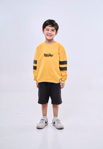 Mossimo Kids Yellow Sporty Pullover For Boys w/ Stripes Sleeves