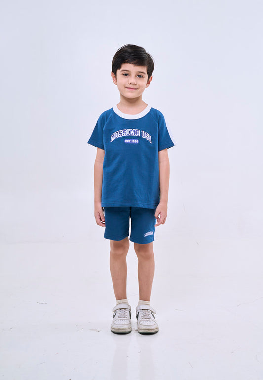 Mossimo Kids Owen Blue Color Blocking Top w/ Short Set For Boys