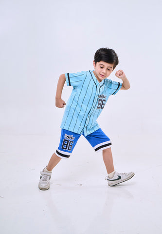 Mossimo Kids Axiel  Blue Baseball Stripes Top w/ Shorts Set