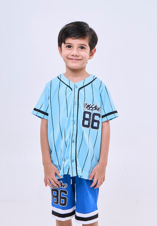 Mossimo Kids Axiel  Blue Baseball Stripes Top w/ Shorts Set