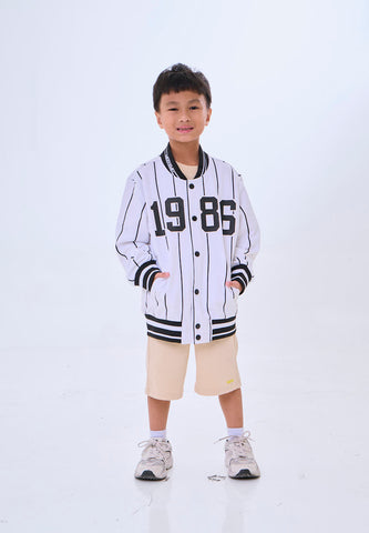 Mossimo Kids Auri White Stripes Varsity Hooded Jacket