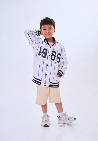 Mossimo Kids Auri White Stripes Varsity Hooded Jacket