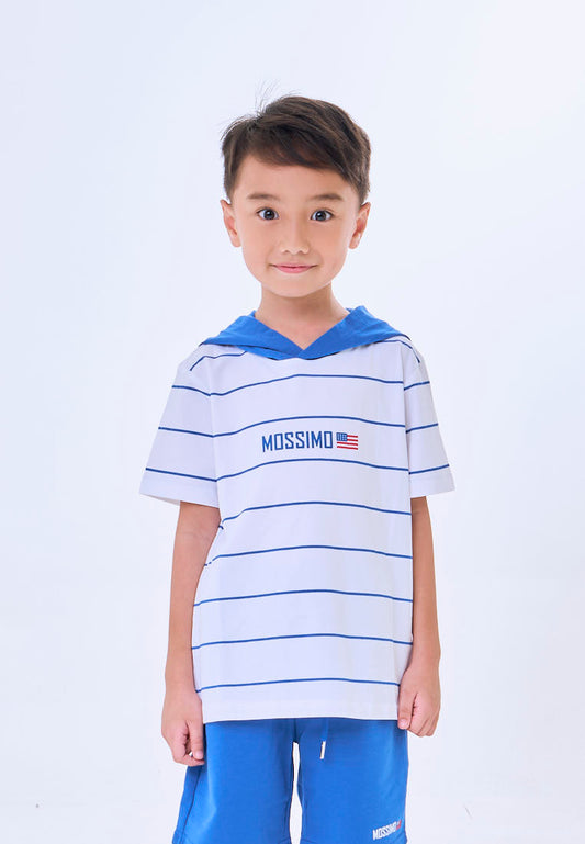 Mossimo Kids Zorren Blue White Striped Hooded Top & Shorts Set