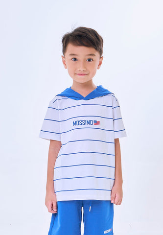 Mossimo Kids Zorren Blue White Striped Hooded Top & Shorts Set