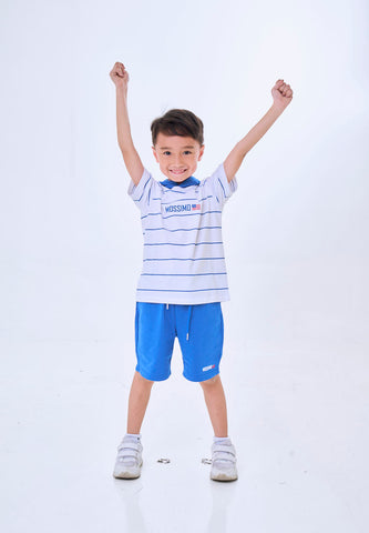 Mossimo Kids Zorren Blue White Striped Hooded Top & Shorts Set