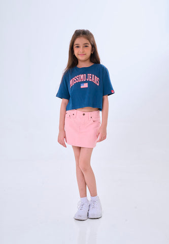 Mossimo Kids Elira Soda Blue Basic Loose Cropped Tshirt