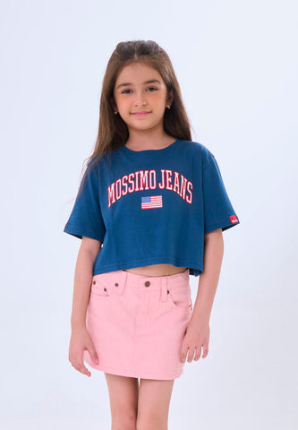 Mossimo Kids Elira Soda Blue Basic Loose Cropped Tshirt
