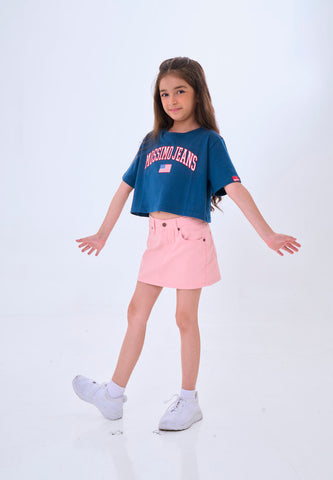 Mossimo Kids Elira Soda Blue Basic Loose Cropped Tshirt
