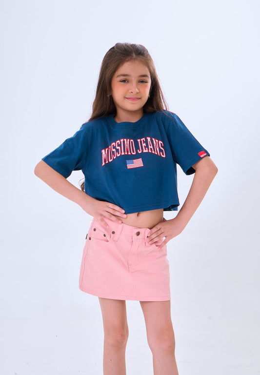 Mossimo Kids Elira Soda Blue Basic Loose Cropped Tshirt