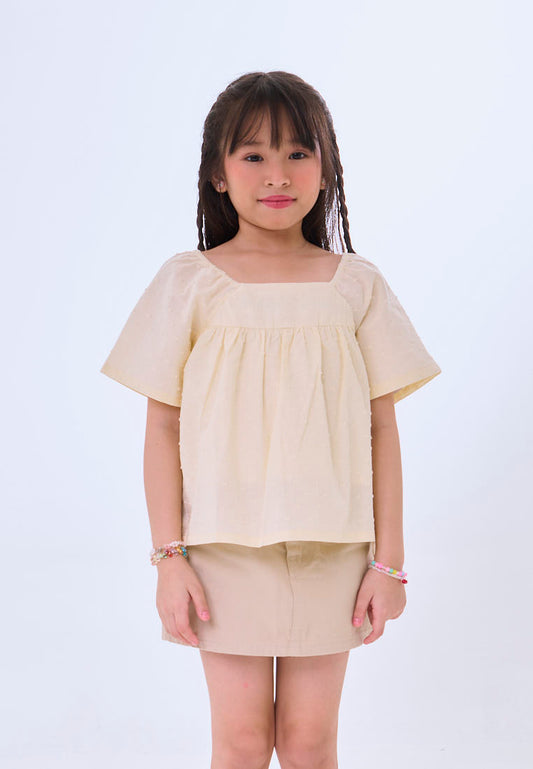 Mossimo Kids Yaren Beige Ruffled Blouse Top