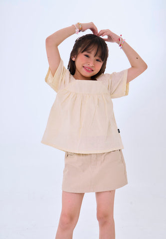 Mossimo Kids Yaren Beige Ruffled Blouse Top