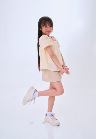 Mossimo Kids Yaren Beige Ruffled Blouse Top