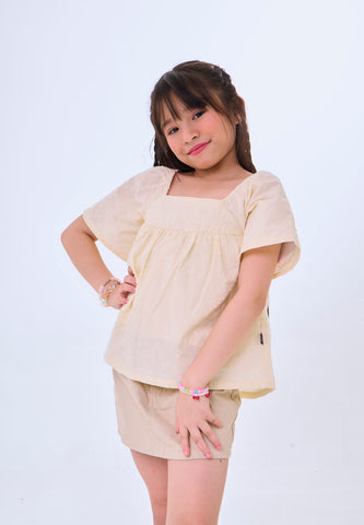Mossimo Kids Yaren Beige Ruffled Blouse Top