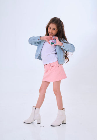 Mossimo Kids Goldie Light Blue Striped Cropped Denim Jacket