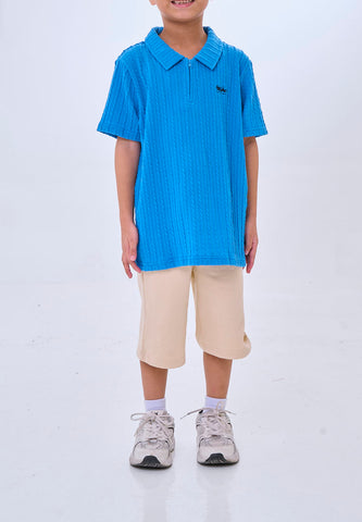 Mossimo Kids Briarson Blue Textured Polo Shirt